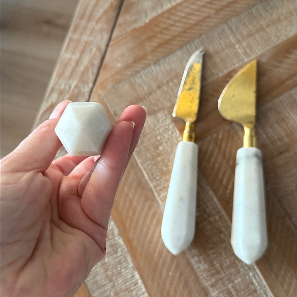 West Elm Gold and White Cheese Knife Set - Picture 5 of 6